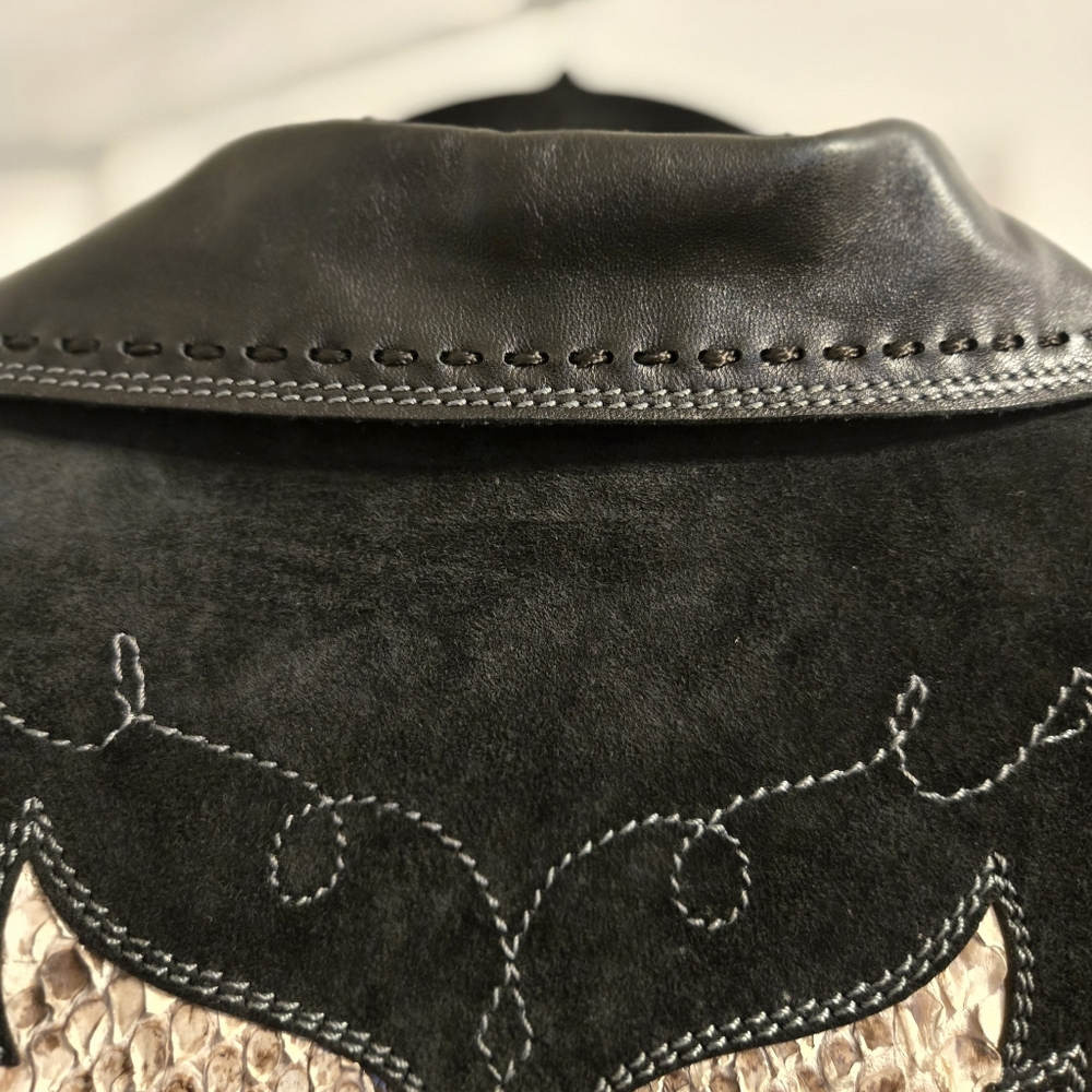 Black Lamb Leather Jacket With Real Python Inlay. - image 7